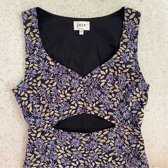 Joie Paige Cotton Midi Dress Caviar Multi Black Floral Print – Size L – NWOT - Picture 6 of 12